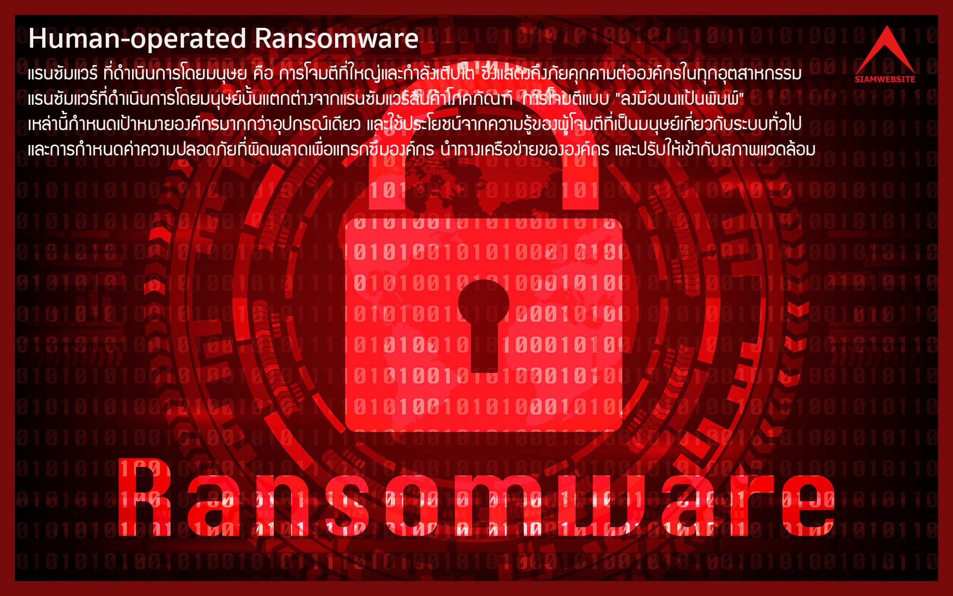 Human-operated Ransomware - แรนซัมแวร์ ที่ดำเนินการโดยมนุษย์ | TTT-WEBSITE รับทําเว็บไซต์ เว็บขยายสายงาน